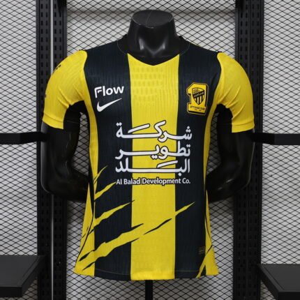 with ads Player version 2026-27  Al-Ittihad  Home Yellow Black Soccer Jersey AAA