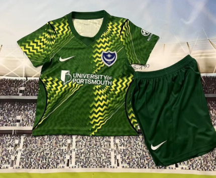 2026-2027 Portsmouth Goalkeeper Black Green kids/youth  Soccer uniform