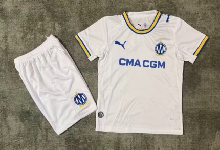 2026-2027  Olympique de Marseille Home White kids/youth  Soccer uniform