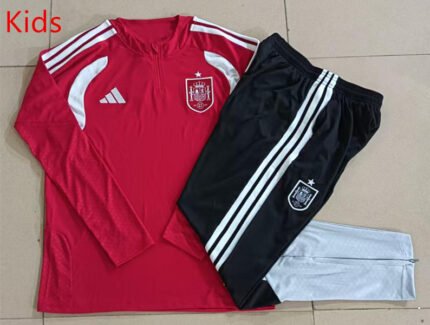 2026-27 Spain Red Soccer kids Tracksuit Uniform