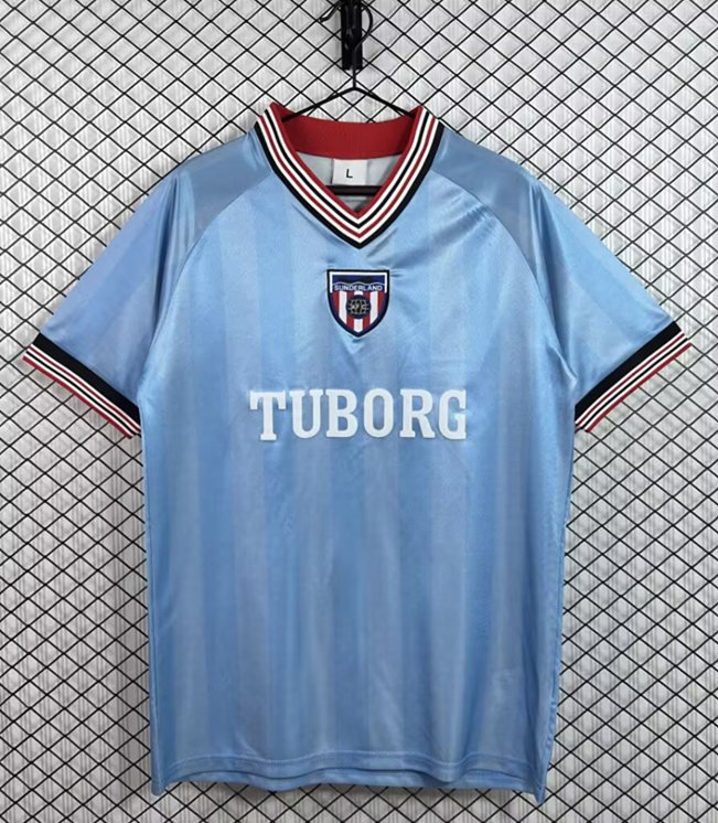 psc (3) Retro version 86-87 Sunderland Away Light Blue Soccer Jersey AAA - Image 1