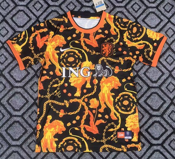 psc (3) 2026-2027 Netherlands Orange Black Training Soccer Jersey AAA - Image 1
