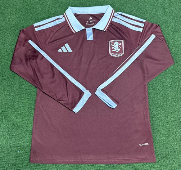 psc (3) 2026-2027 Aston Villa Home Red Soccer Long sleeves Jersey AAA - Image 1