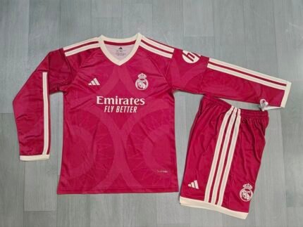 2026-27 Real Madrid Third Away Pink kids/youth Long-sleeved Soccer uniform
