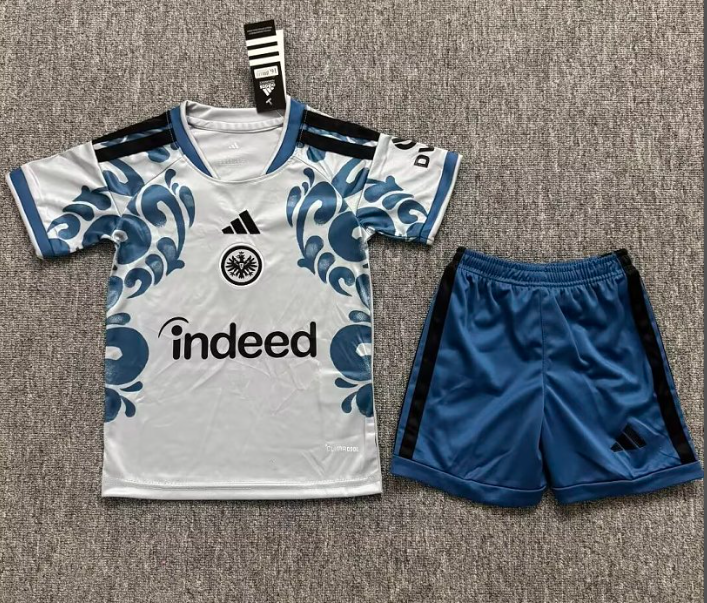 4ca9ab7d-46ef-4858-8d2c-176a5354fd87 2026-2027 Frankfurt Third Away Blue kids/youth Soccer uniform - Image 1