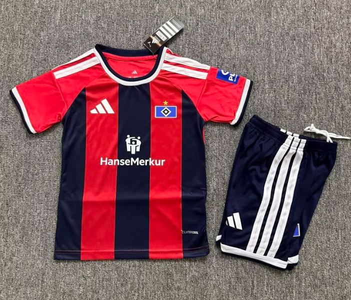 52db9777-7599-4966-8d50-3ff7c23a1694 2026-2027 Hamburger SV Third Away Red kids/youth Soccer uniform - Image 1