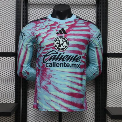 Player Version 26-27 Club America 2nd Away Blue  Long-sleeved  Soccer Jersey AAA