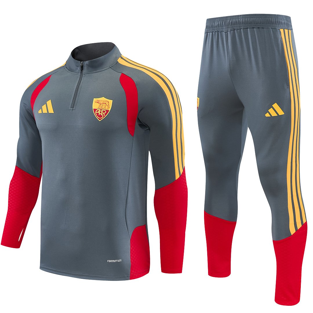 d8496f47 2026-27 Roma Grey Soccer Tracksuit Uniform - Image 1