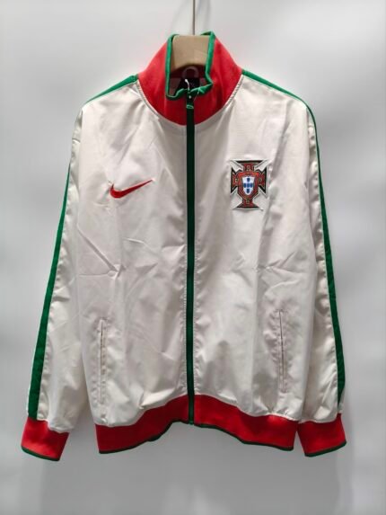 Retro Version Portugal White Windbreaker  Soccer Jacket