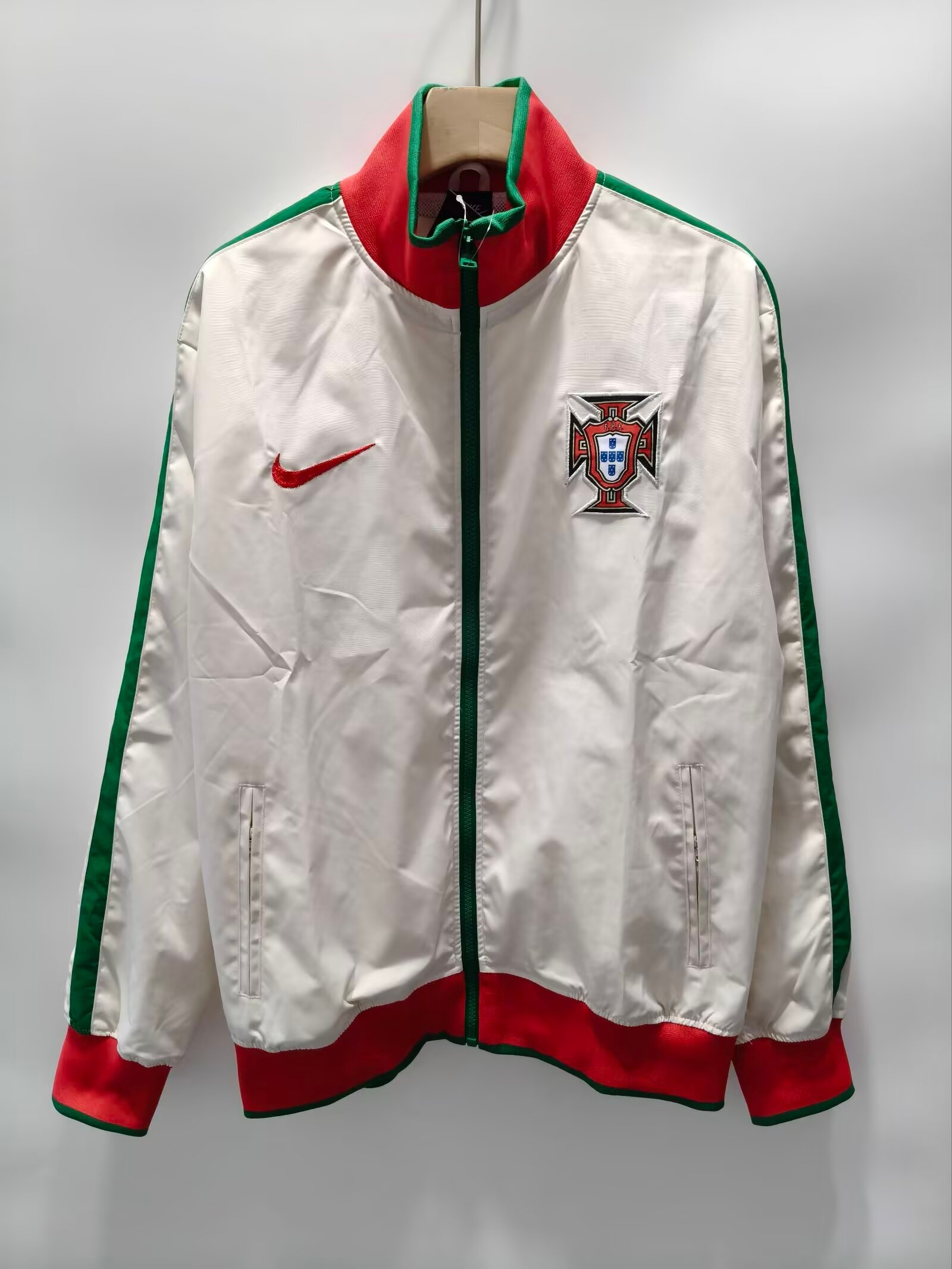 0ec41c14 Retro Version Portugal White Windbreaker Soccer Jacket - Image 1