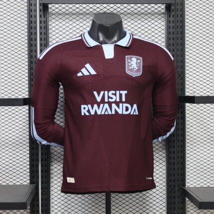 with ads Player version 26-27 Aston Villa Home Red Long-sleeved Soccer Jersey AAA