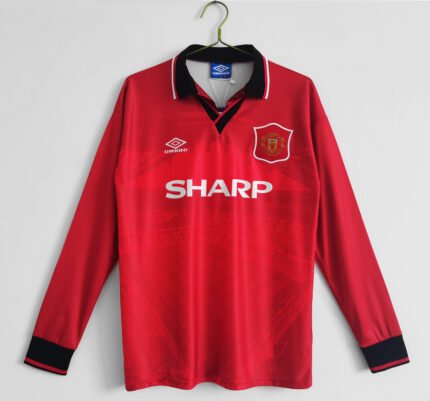 Retro version 1994-1996 Manchester United Home Red Long sleeves Soccer Jersey AAA