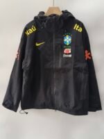 26-27 Brazil Black Windbreaker  Soccer Jacket  with hat