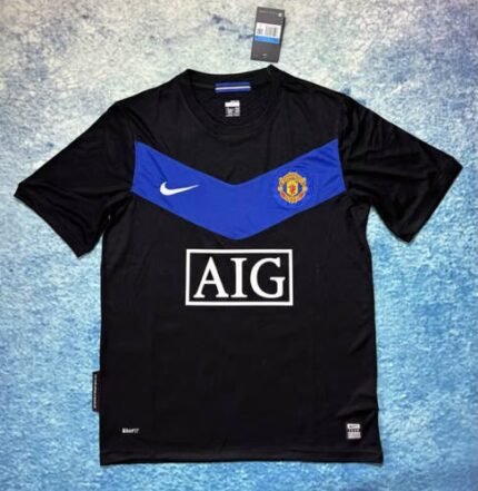 Retro version 09-10 Manchester United Away Black  Soccer Jersey AAA
