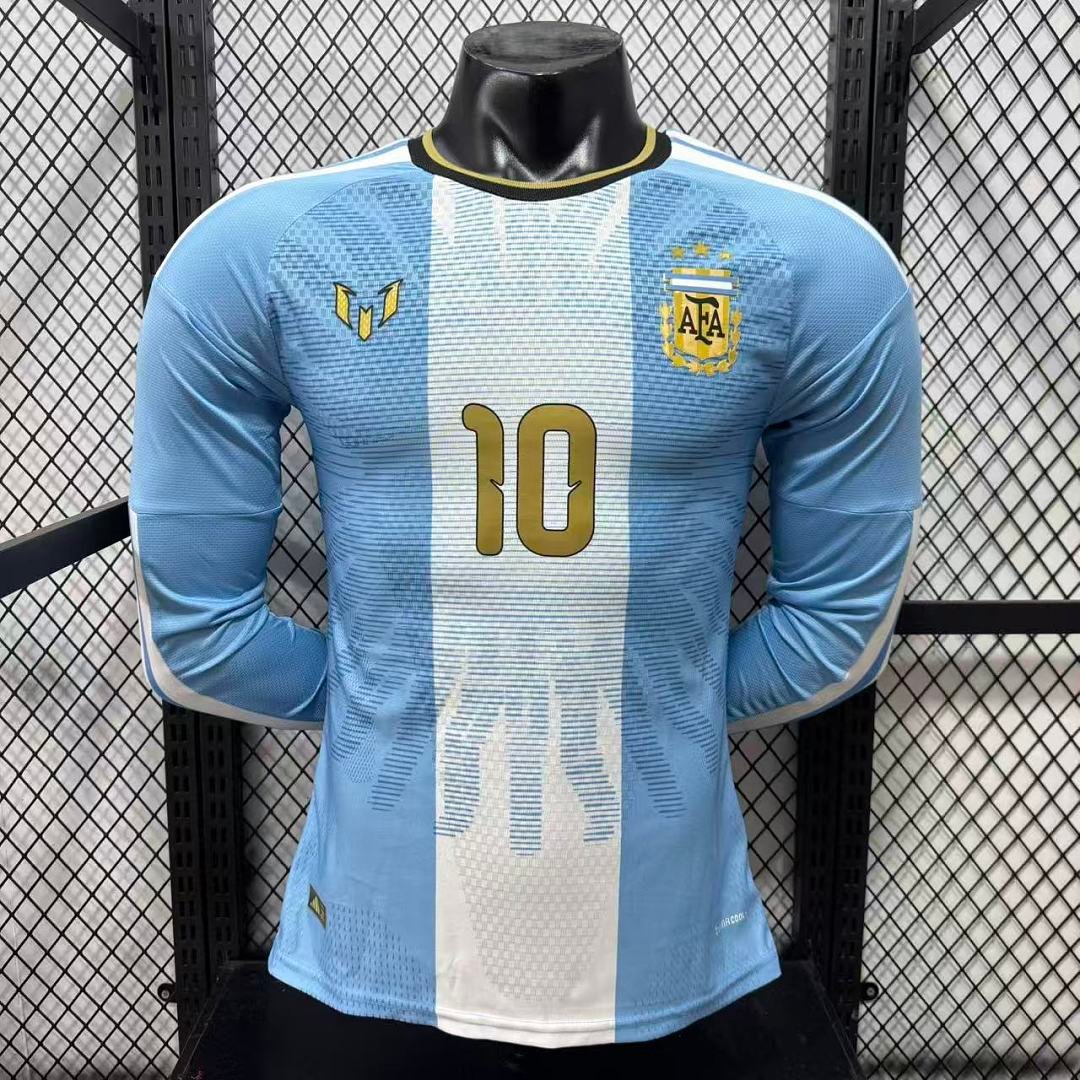 IMG_7983 #10 Messi Player Version 2026-2027 Argentina Blue Long sleeves Soccer Jersey AAA - Image 1