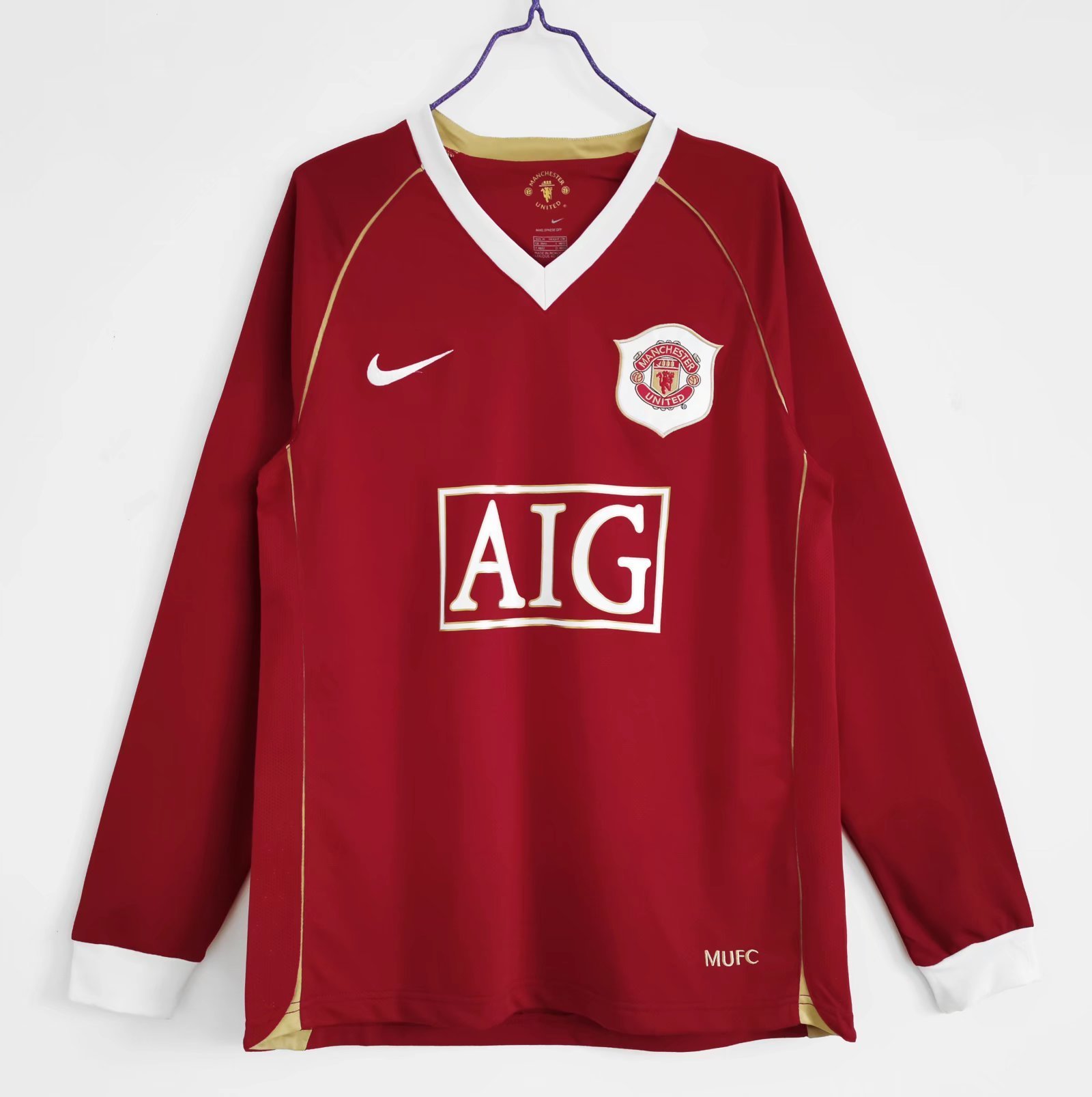 c57b8c17 Retro version 2006-2007 Manchester United Home Red Long sleeves Soccer Jersey AAA - Image 1