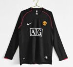 Retro version 2007-2008 Manchester United Away Black Long sleeves Soccer Jersey AAA