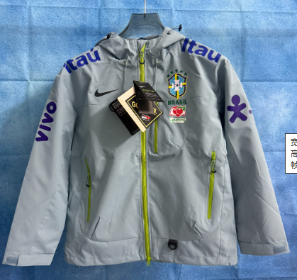 26-27 Brazil Light Blue Windbreaker  Soccer Jacket  with hat